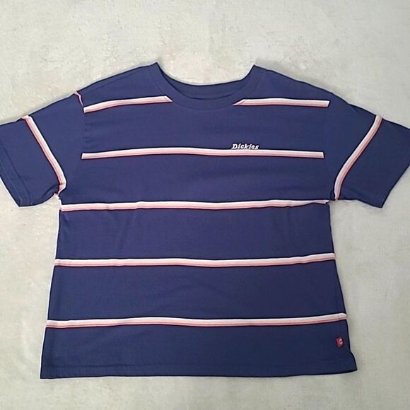 Dickies Women's Medium Boxy Crew Neck Short Sleeve Horizontal Stripe Streetwear - Picture 12 of 12